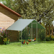 Chicken Coop Free-Range Enclosure, 3x1.7x1.9 m, Lock, Galvanized Steel, Silver