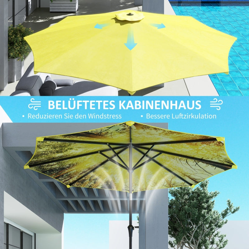 Parasol with Hand Crank, Octagonal Balcony, Yellow