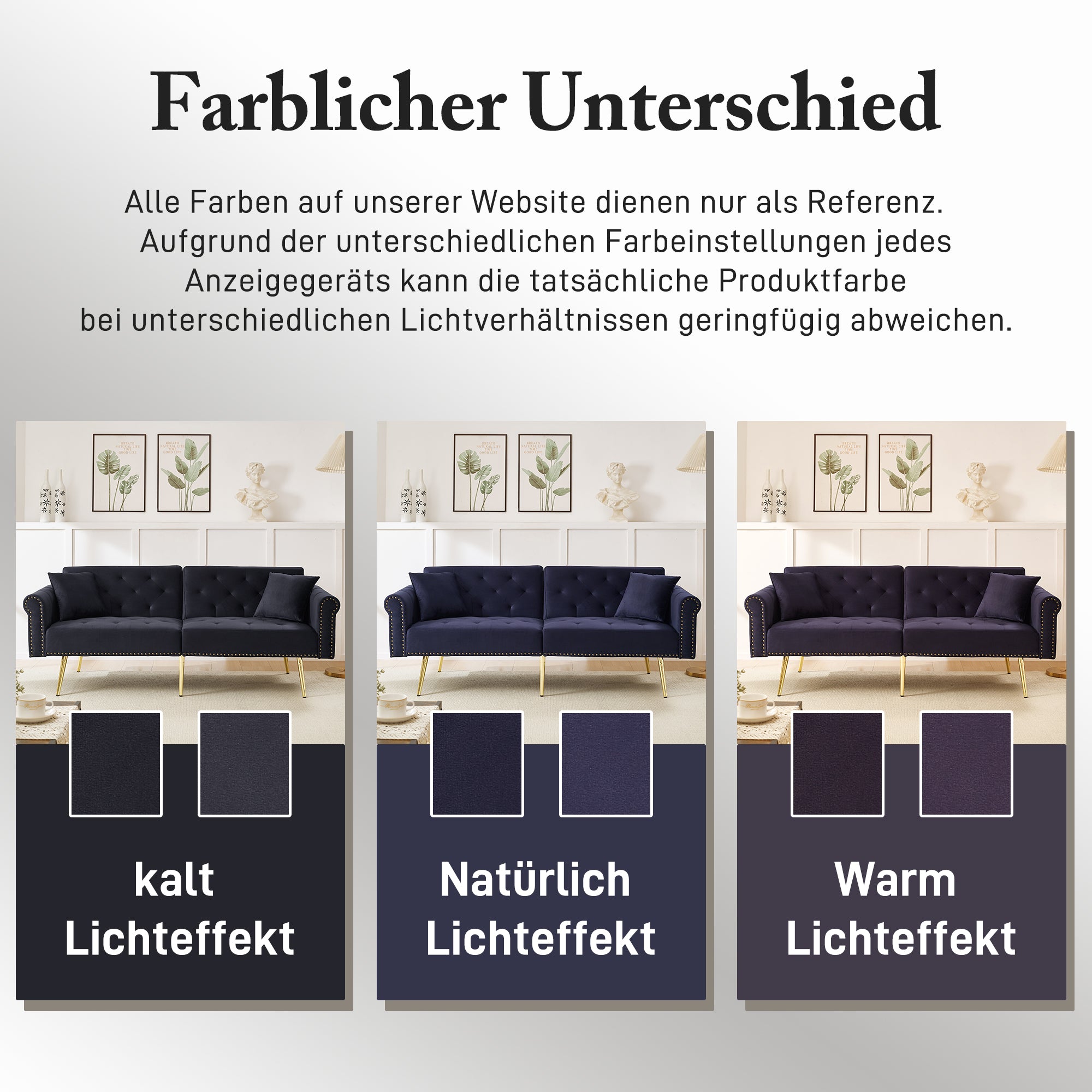 Sofa Bed, Modern 2-Seater, 3-Level Adjustable Backrest, Velvet