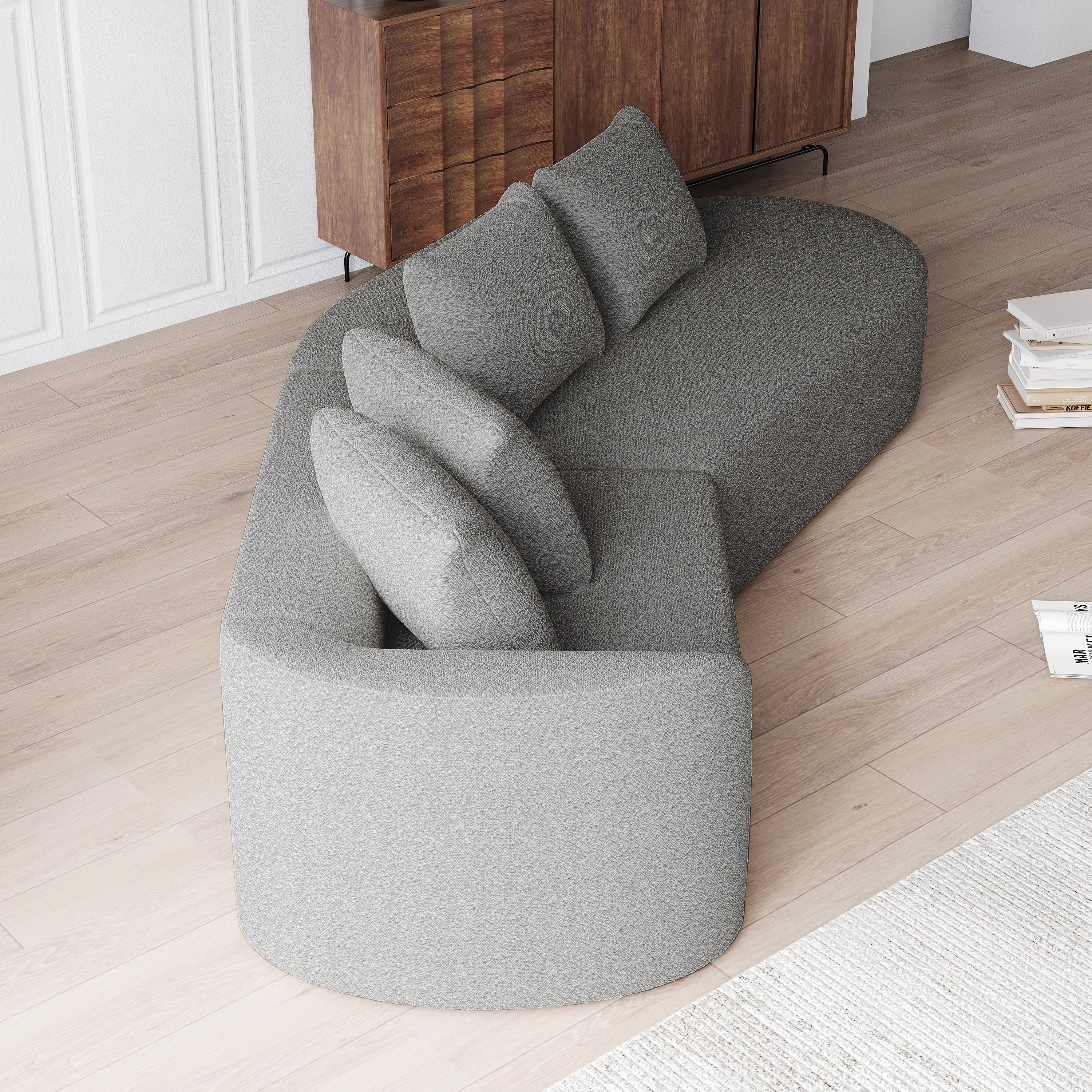 Chenille Sofa, Modern Upholstered Oversized Corner 4-Seater, freely combinable