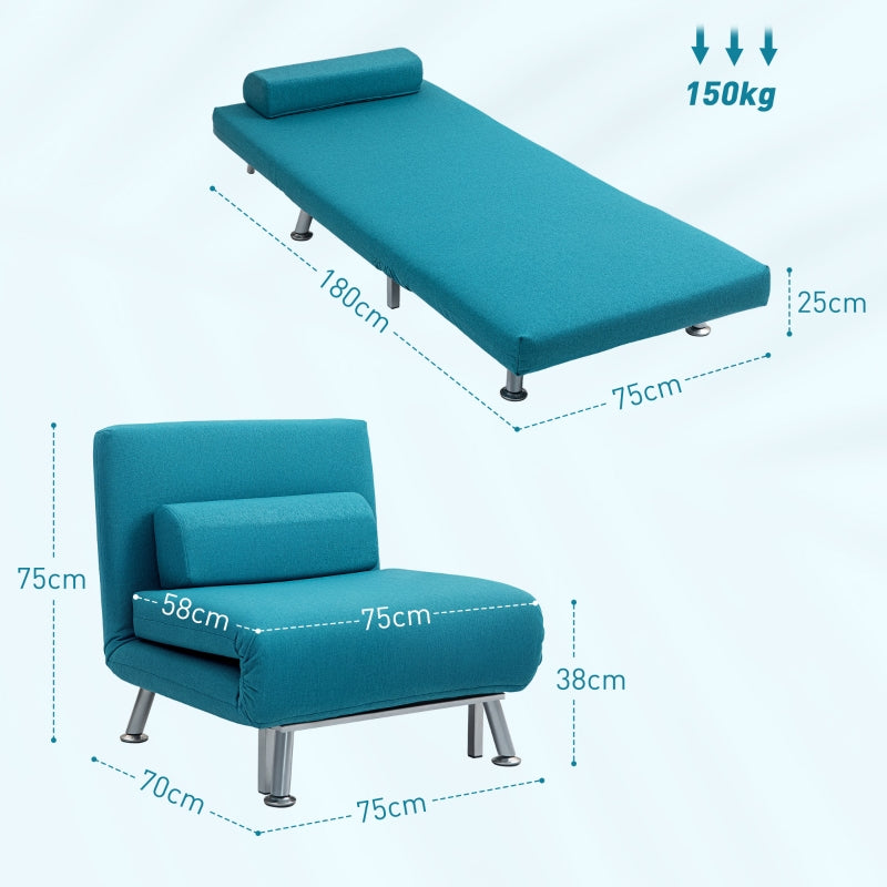 Single Sleeper Chair - Linen-Feel, Dark Blue