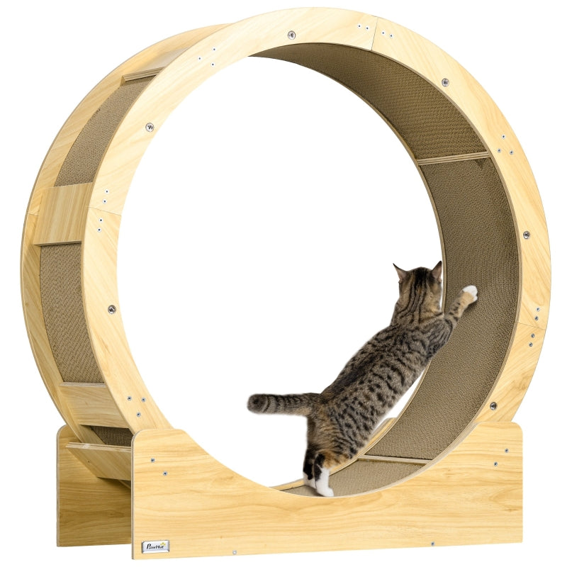 Cat Wheel, with Brake and Scratching Pads - Oak Tone