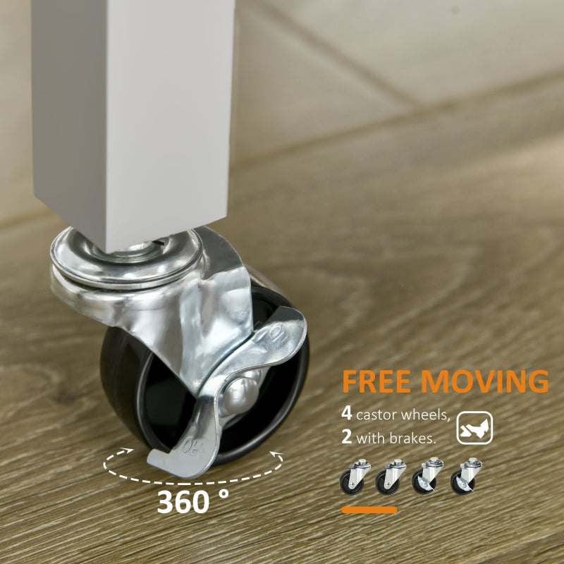 Kitchen Trolley Utility Cart with Worktop, Towel Rack, Storage Shelves & Drawer, Grey