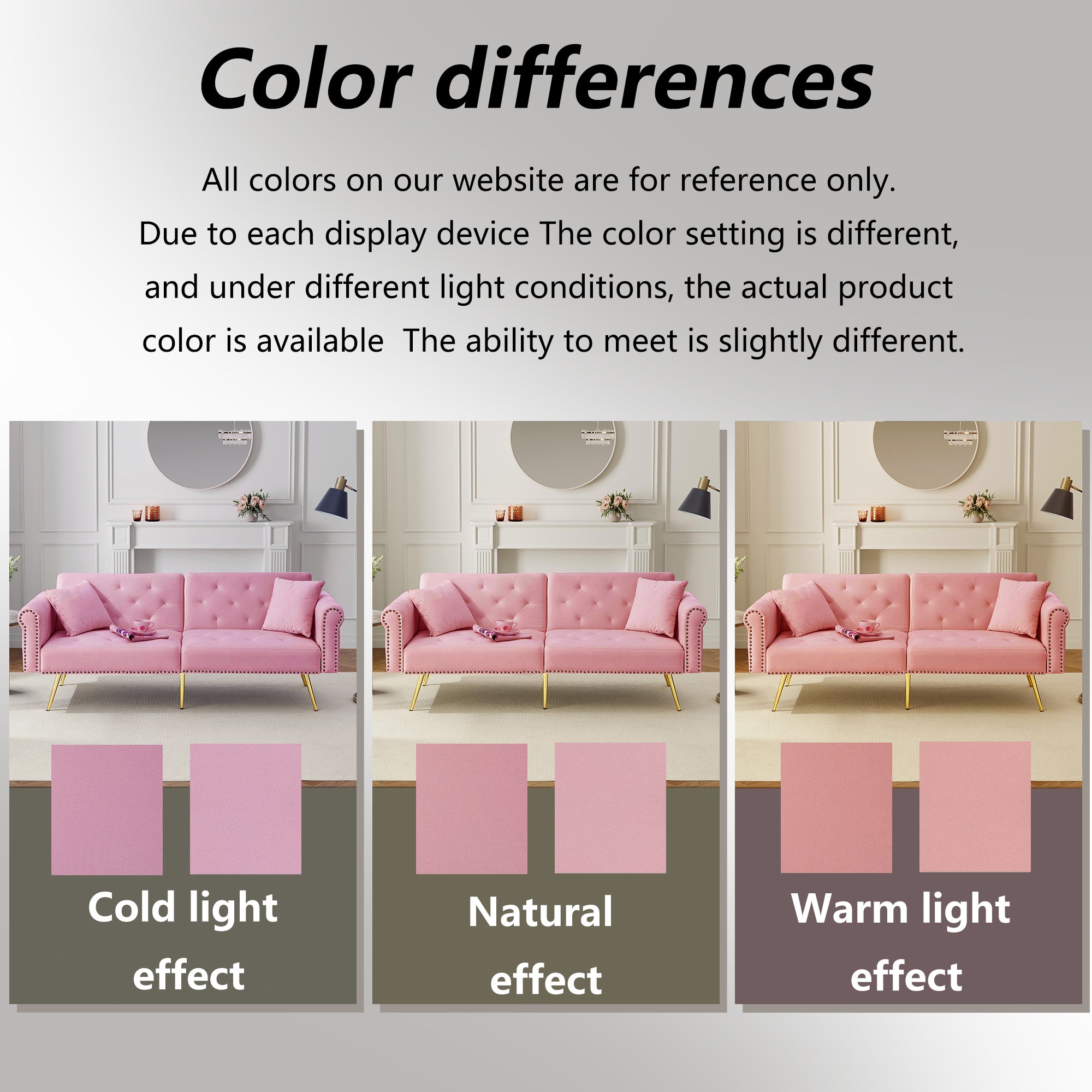 Modern 2-Seater Sofa Bed, Adjustable Backrest, Gold-Plated Metal Feet, Velvet