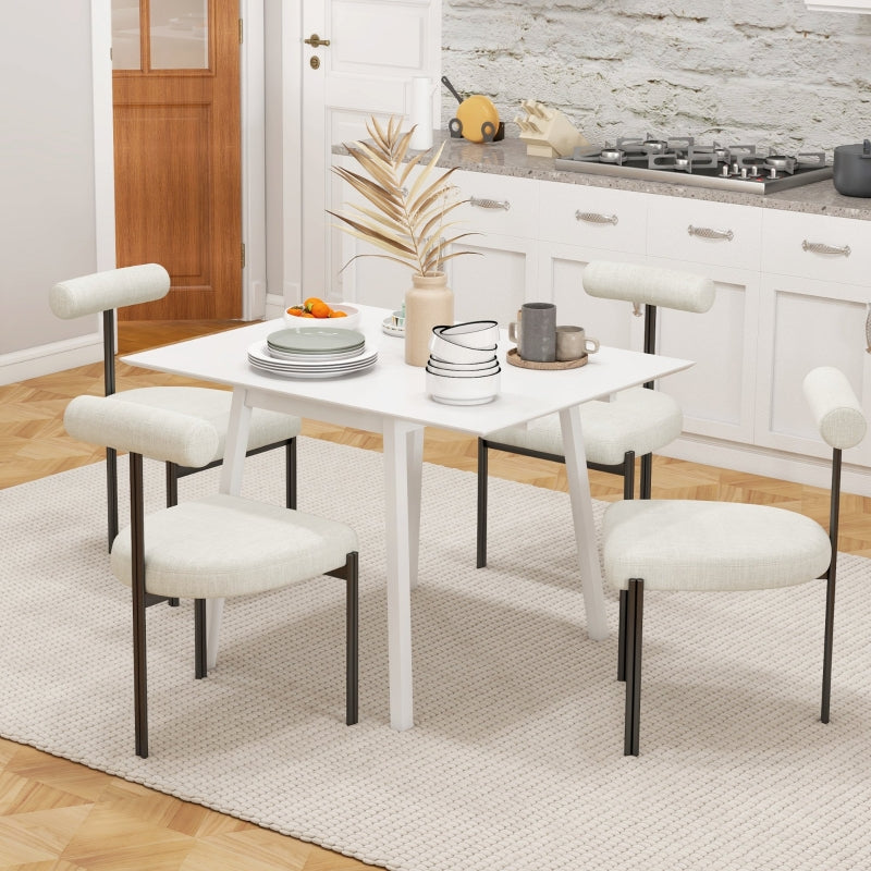 Solid Wood Folding Dining Table, Drop Leaf 2-4 People Small Space, White