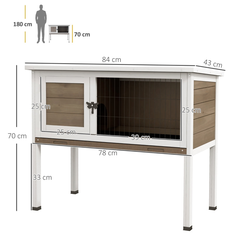 Wooden Guinea Pig Hutch, Small Animal Cage with Slide-out Tray, Brown