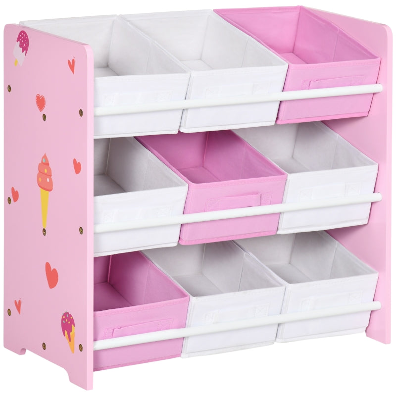 Kids Storage Rack, Nine Removable Baskets, Pink