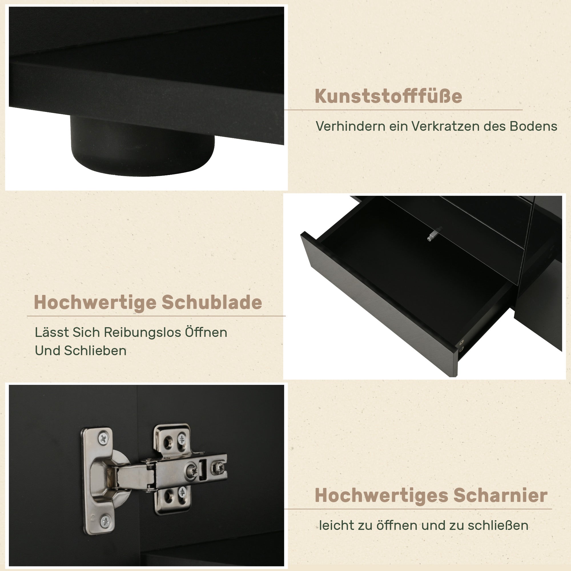 Highboard Sideboard with LED Lighting High-Gloss - Black