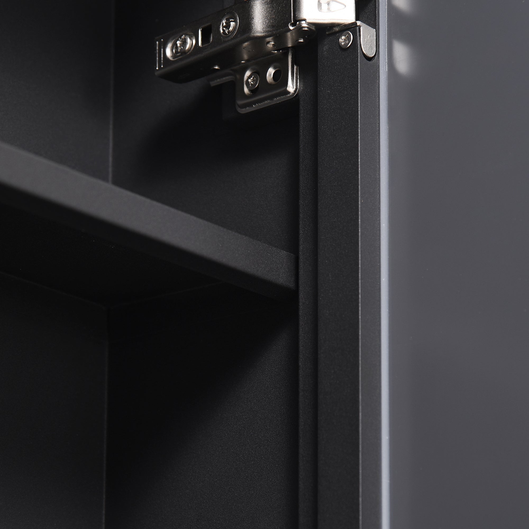 Wall-Mounted Mirror Cabinet, 3 Shelves 40x15x60 cm, Black