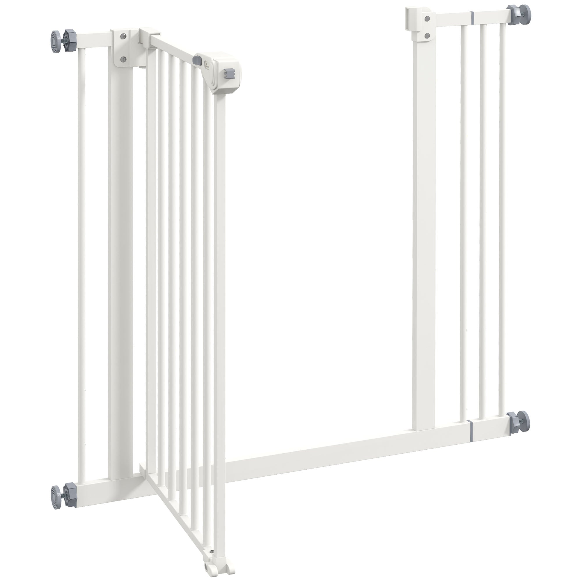 Dog Safety Gate, 74-87cm, Stair Gate, Metal Plastic White