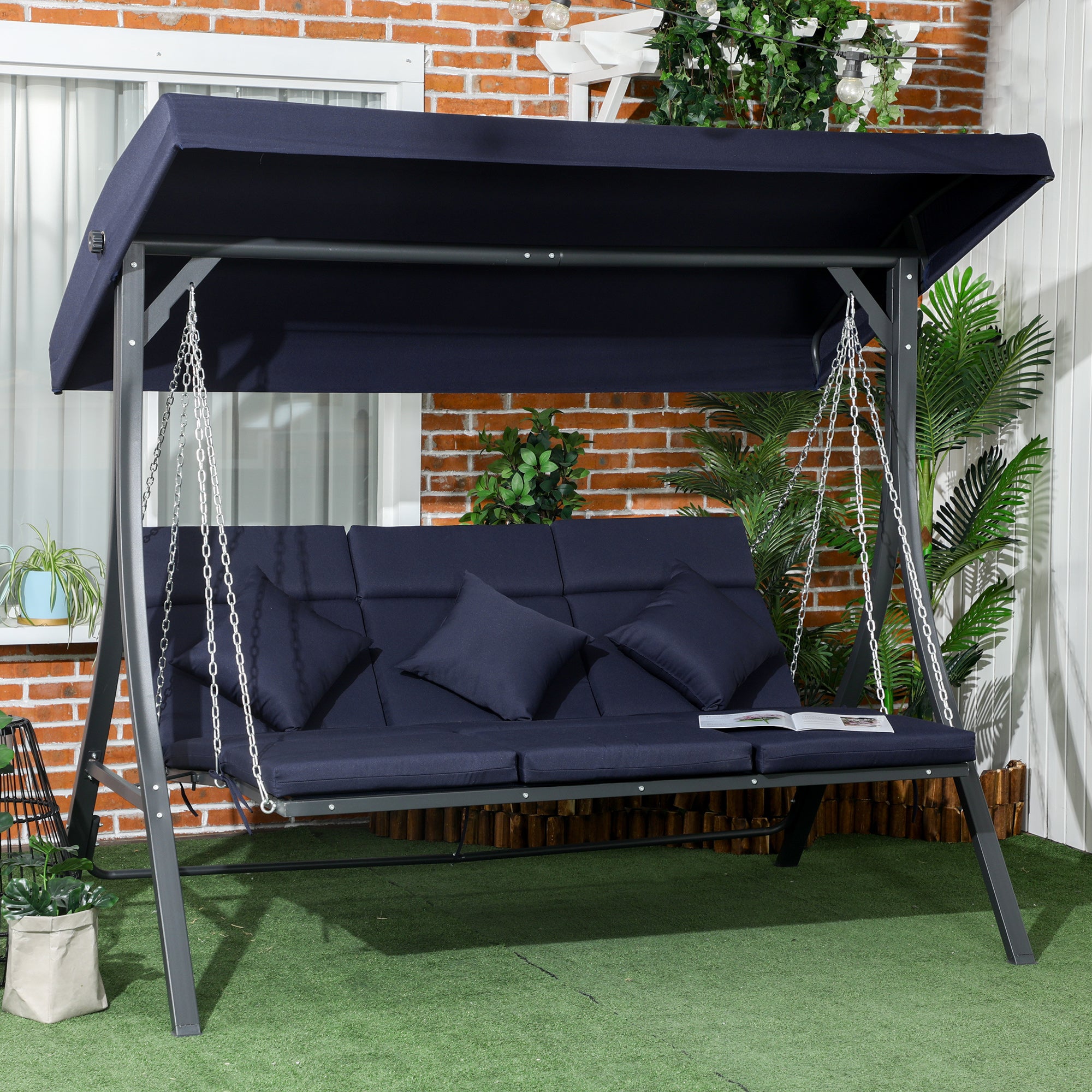 Hollywood Swing Set, 3-Seater, 270 kg Capacity, Adjustable Sunshade