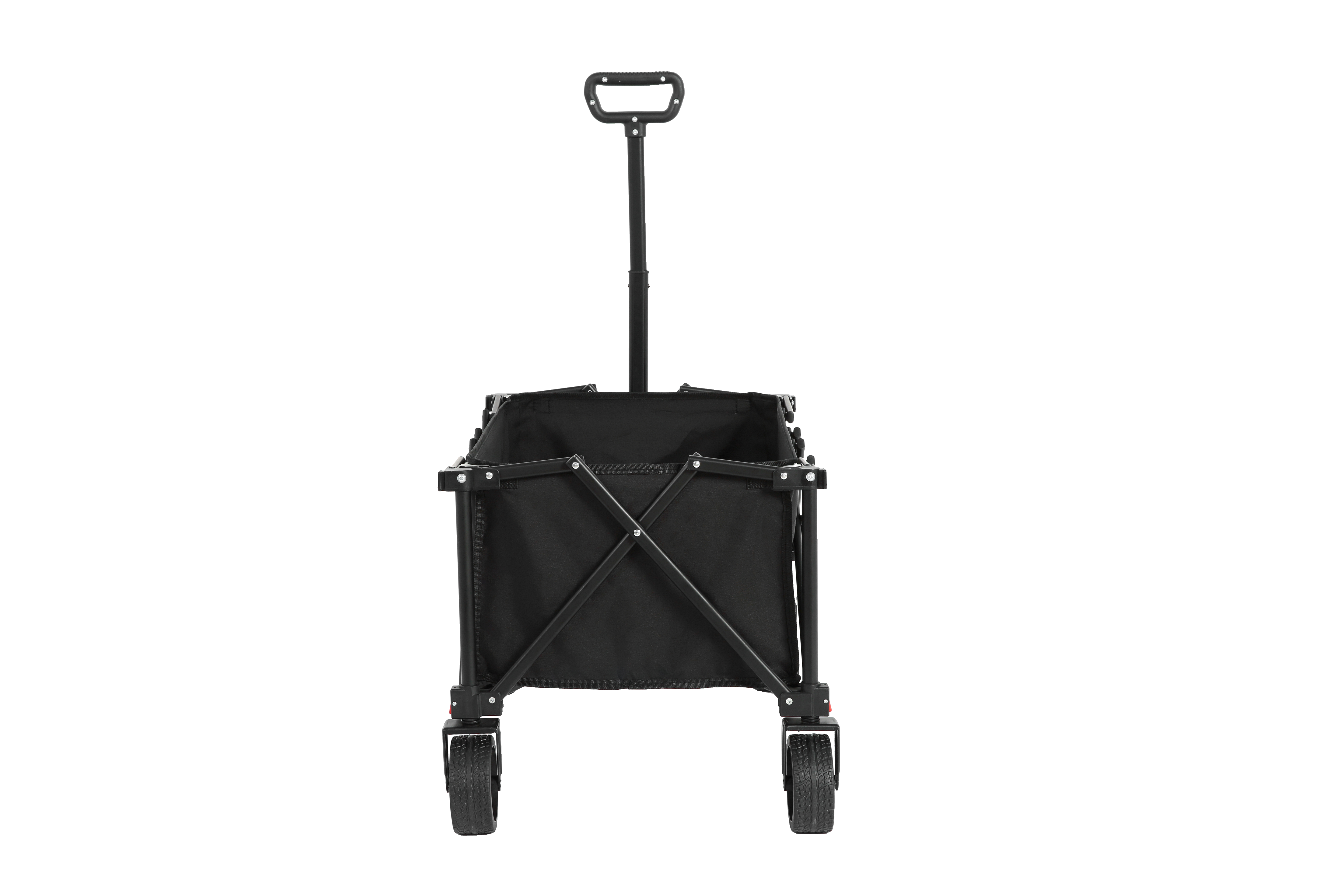 Folding Wagon Cart with All Terrain Wheels, Heavy Duty, Adjustable Handle, Black