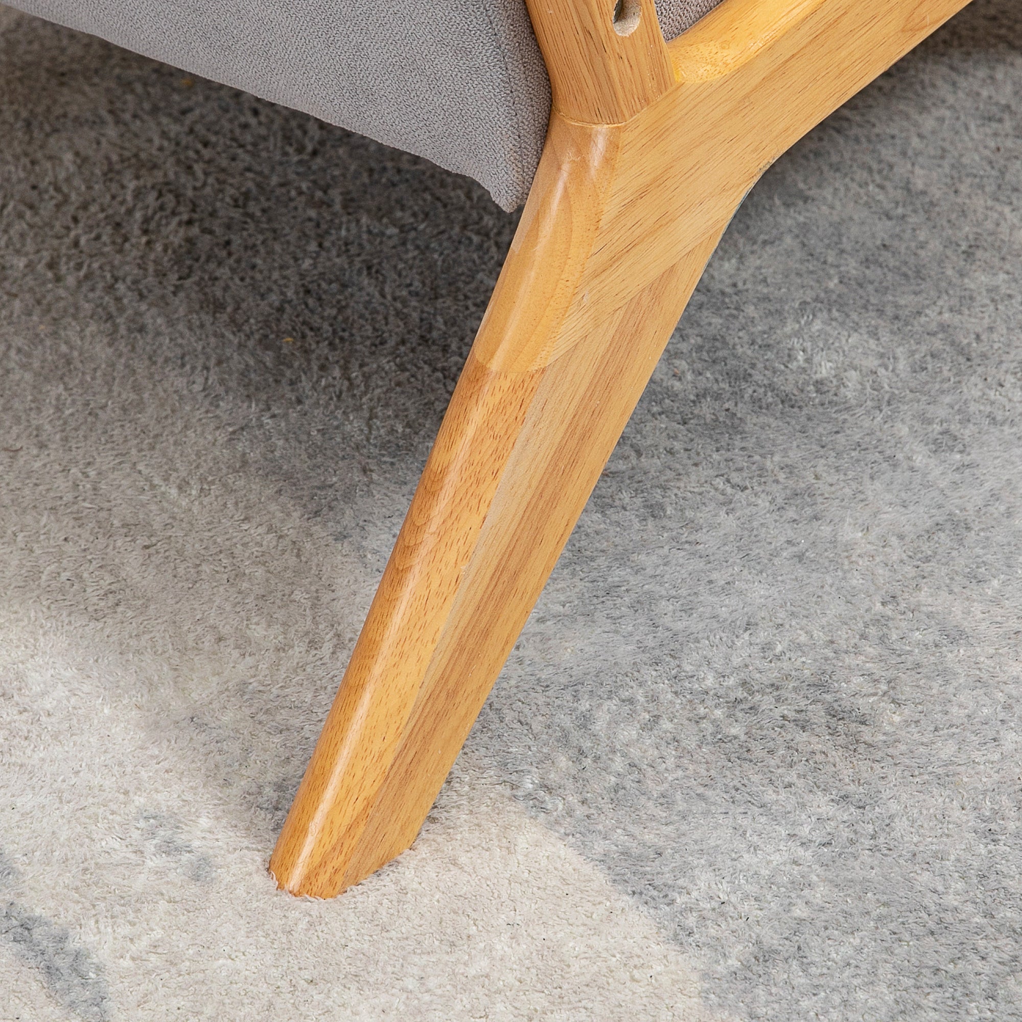 Armchair Lounge Chair Lumbar Cushion S-Spring Wooden Frame, Grey Velvet Look