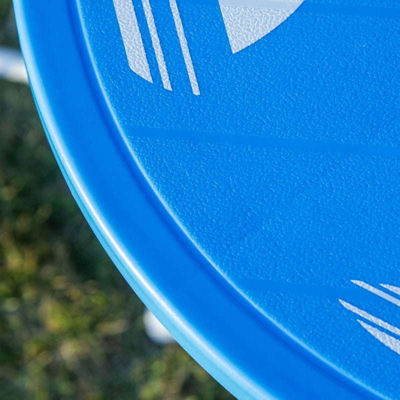 Kids Outdoor Bistro Table and Chair Set, Folding Shark Design Sun Umbrella, Blue