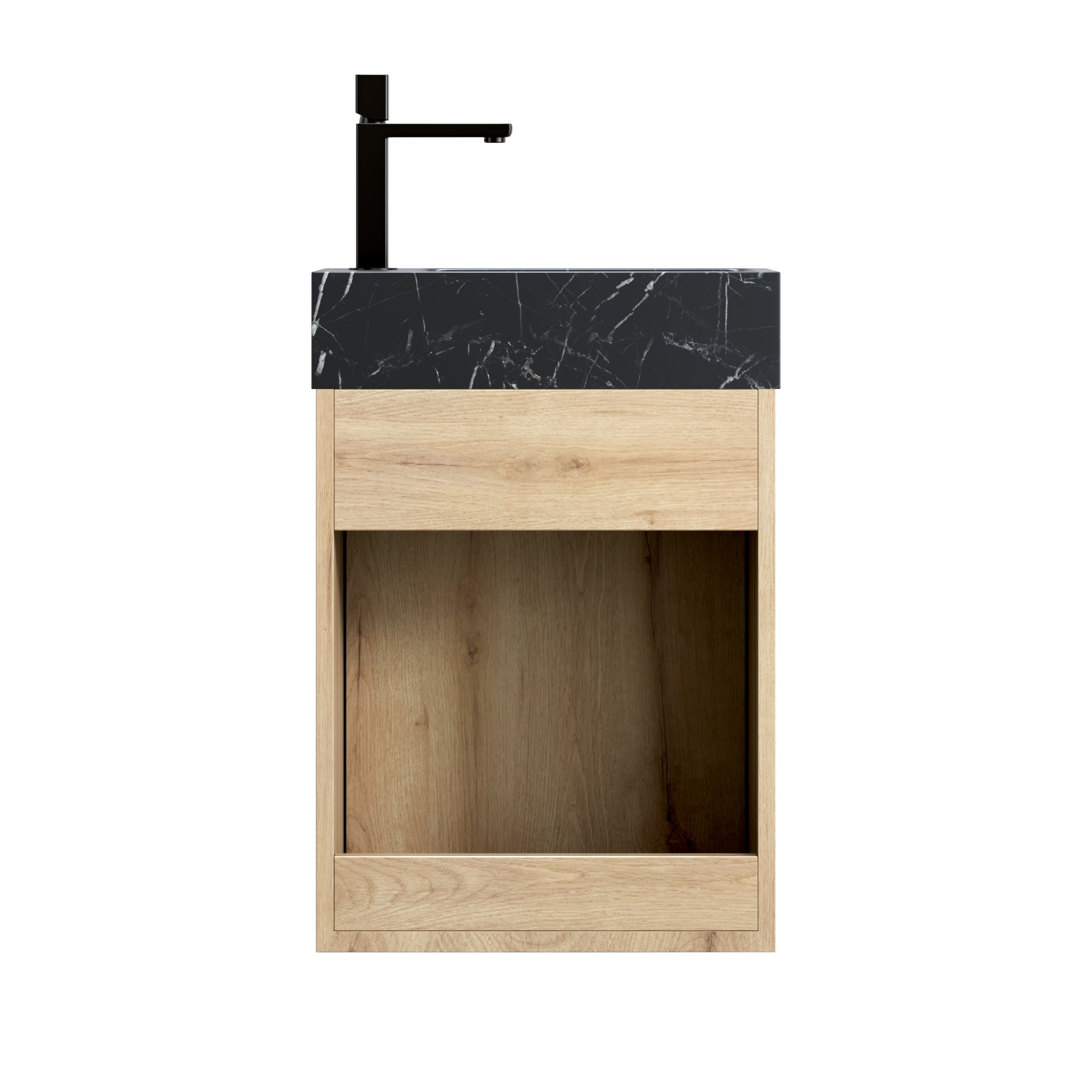 VITO 40cm Wall Mount Bathroom Vanity with Undermount Sink, Black Marble