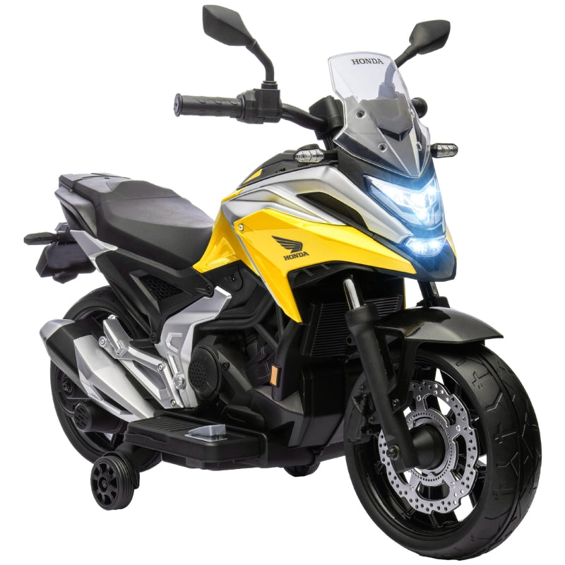 Electric Kids Motorcycle, Honda, 3 km/h, Music & Light, Yellow