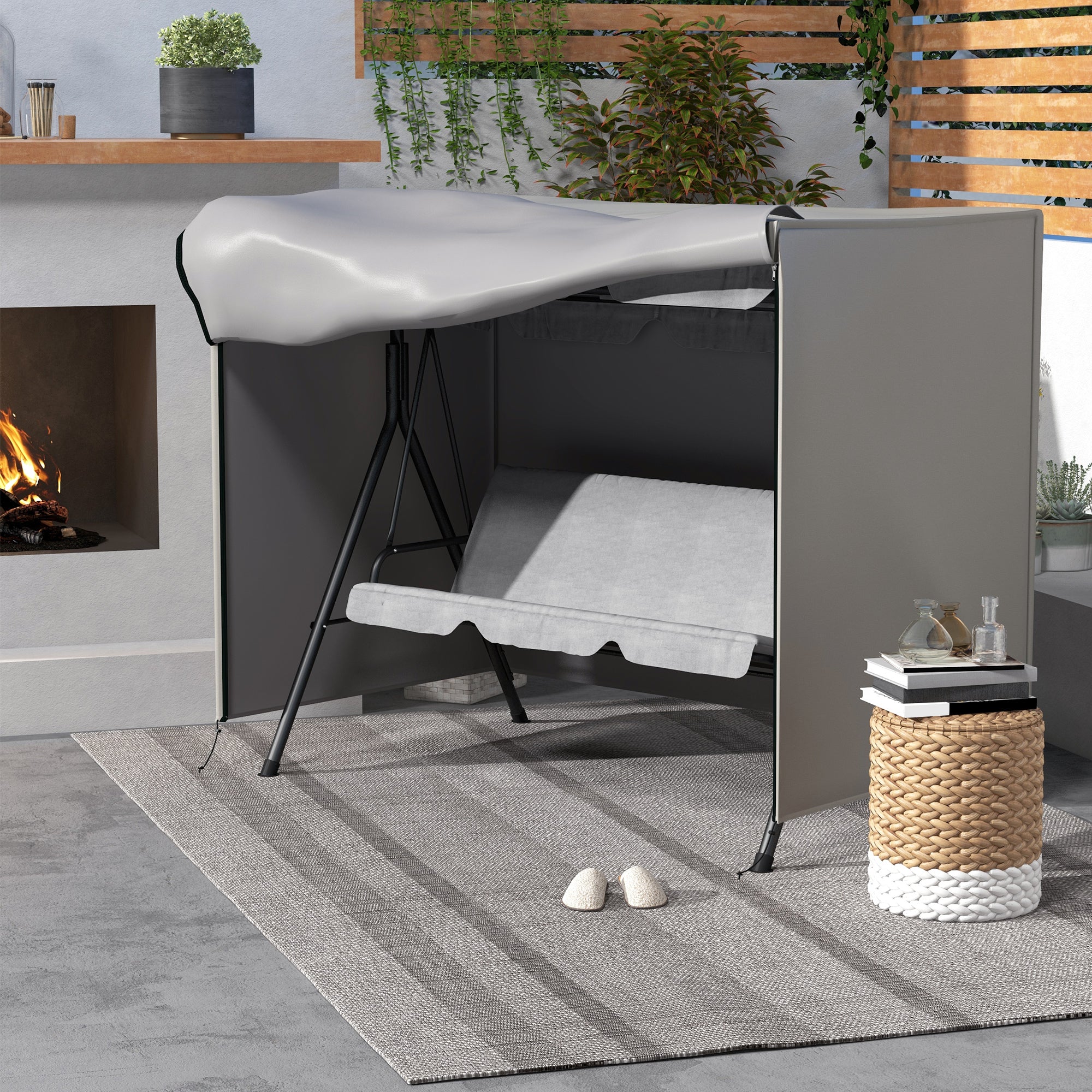Three-Seater Swing Chair Protective Cover 205 x 124cm Grey