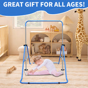 Expandable Gymnastics Bar, Height Adjustable Folding Junior Training, Blue