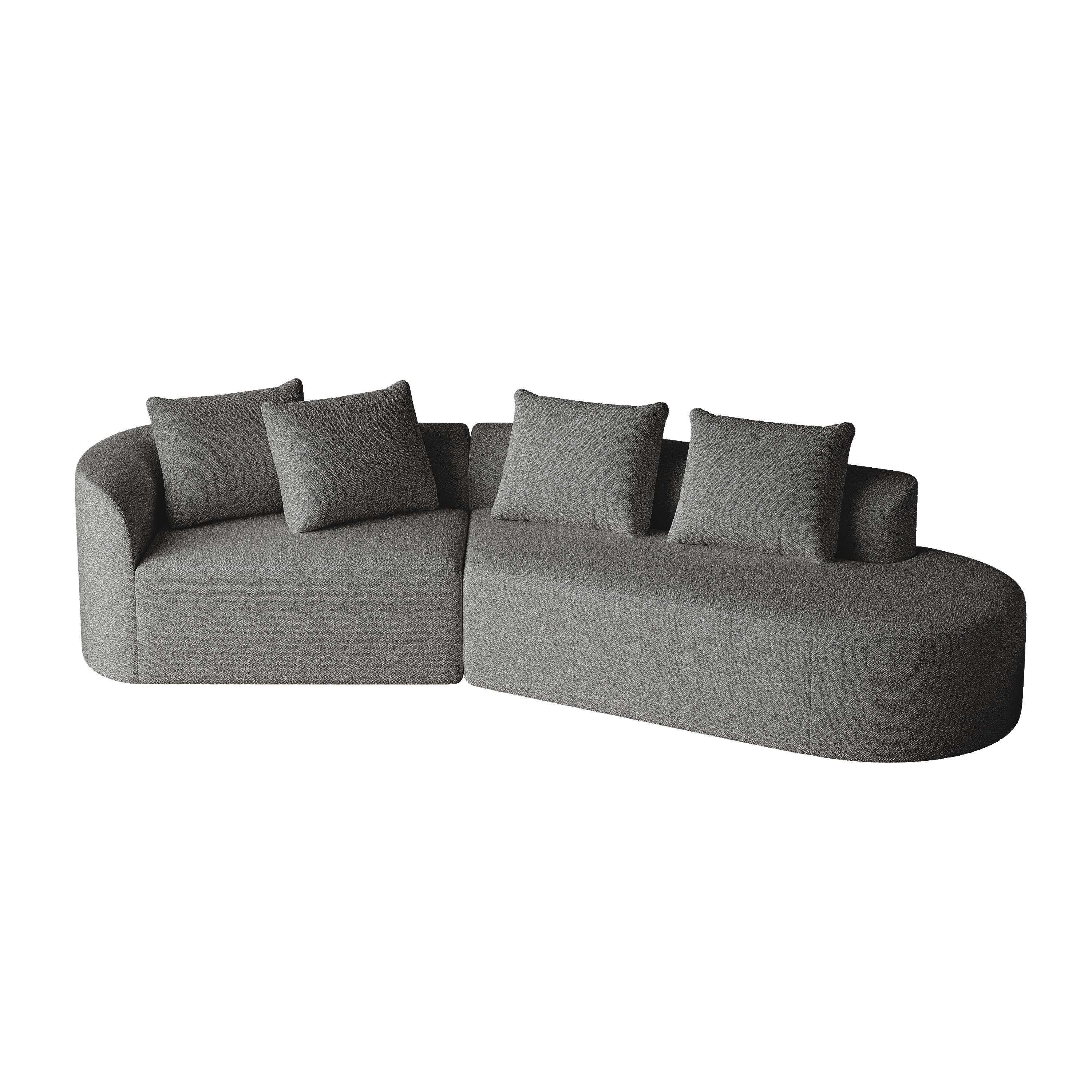 Chenille Sofa, Modern Oversized 4-Seater Corner with Deep Seat & Pillows, Cloud Couch