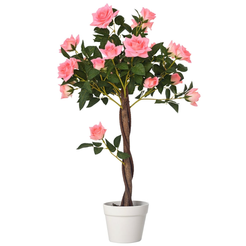 Artificial Rose Plant, Large 90 cm Tree in Pot, Plastic