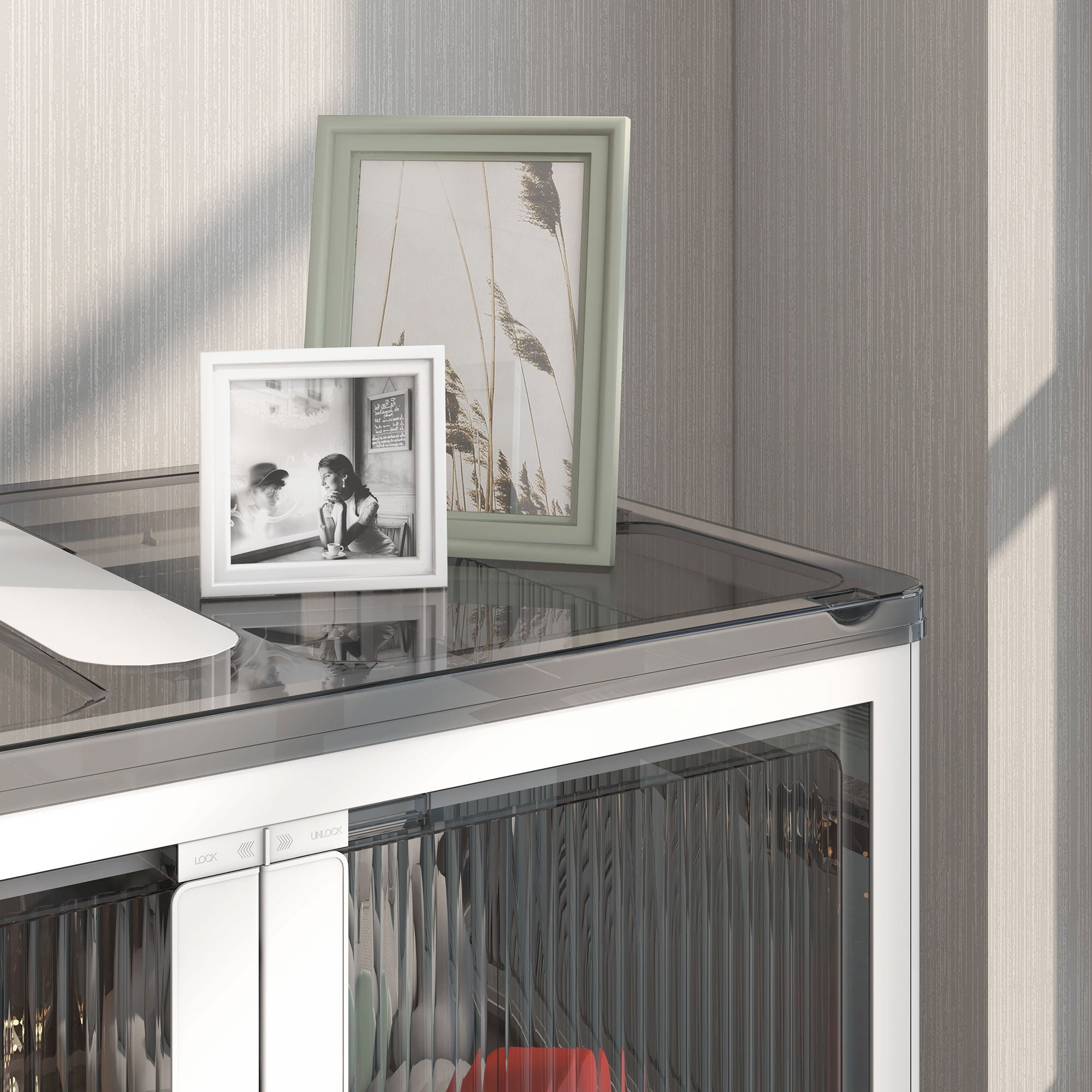 Storage Box 69L Stackable Foldable Wheels 5-Sided Access, White