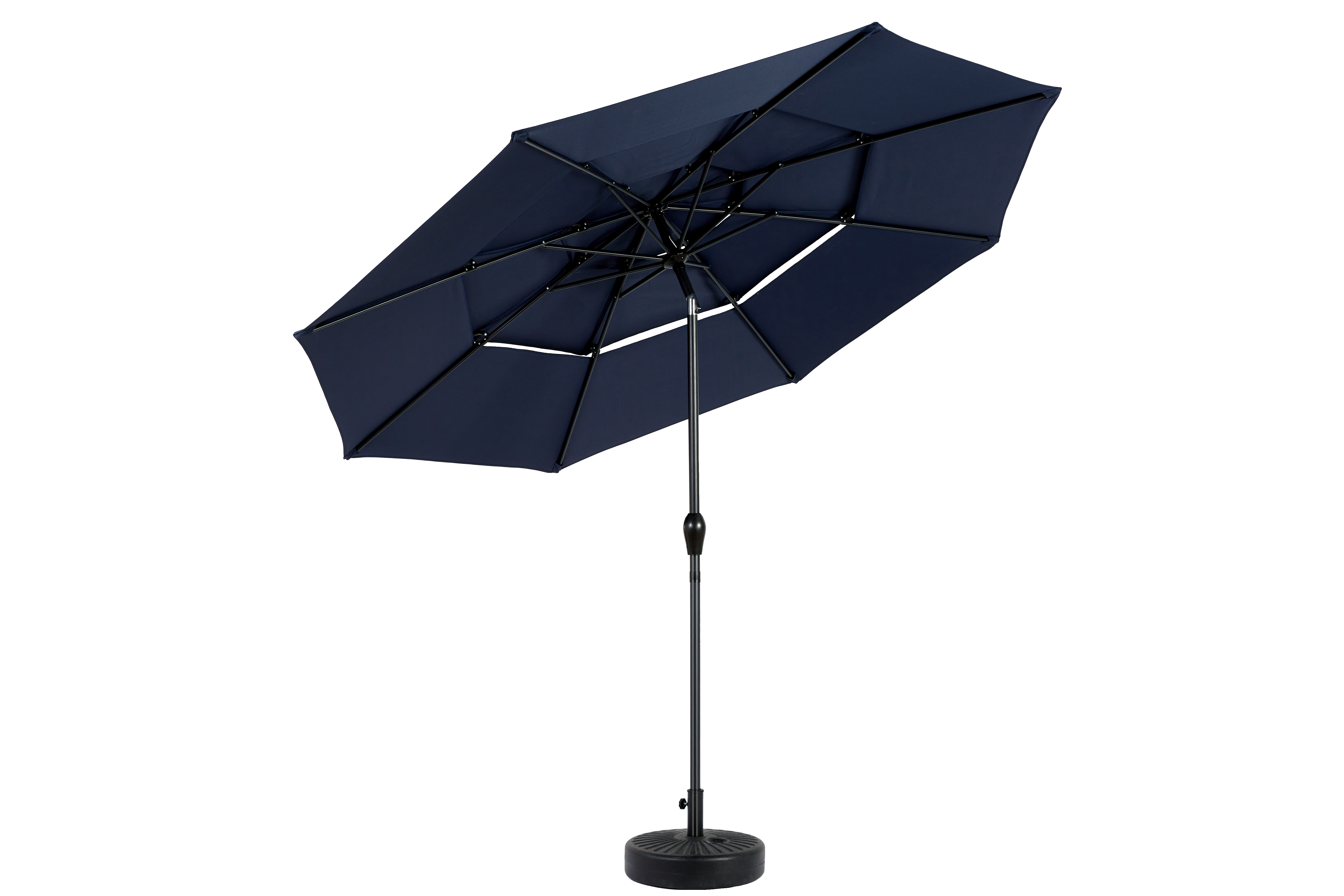 Outdoor Umbrella 14.8 Ft Double Sided Rectangular Large with Crank, Navy Blue