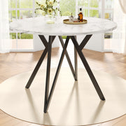Round Dining Table 100x100cm 4-Seater Metal Legs MDF Marble Top - Black