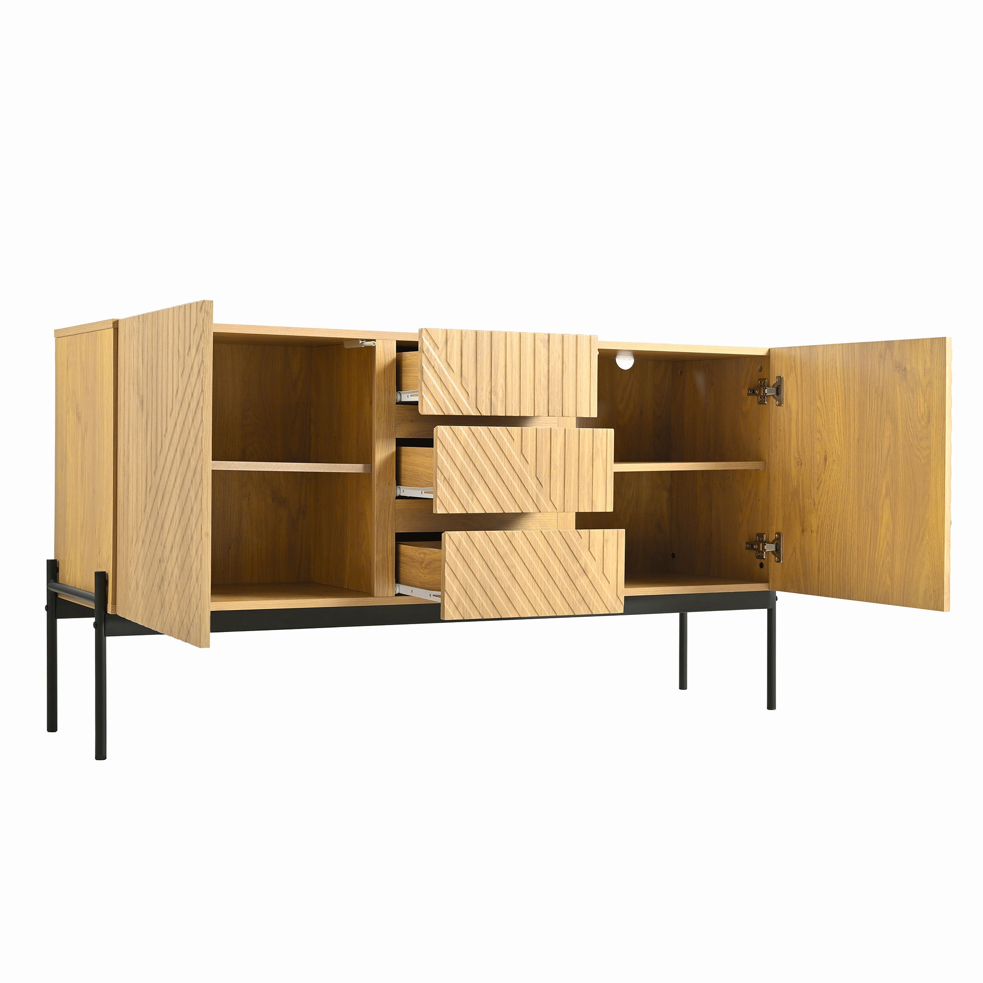 Sideboard with 2 doors and 3 drawers, metal legs