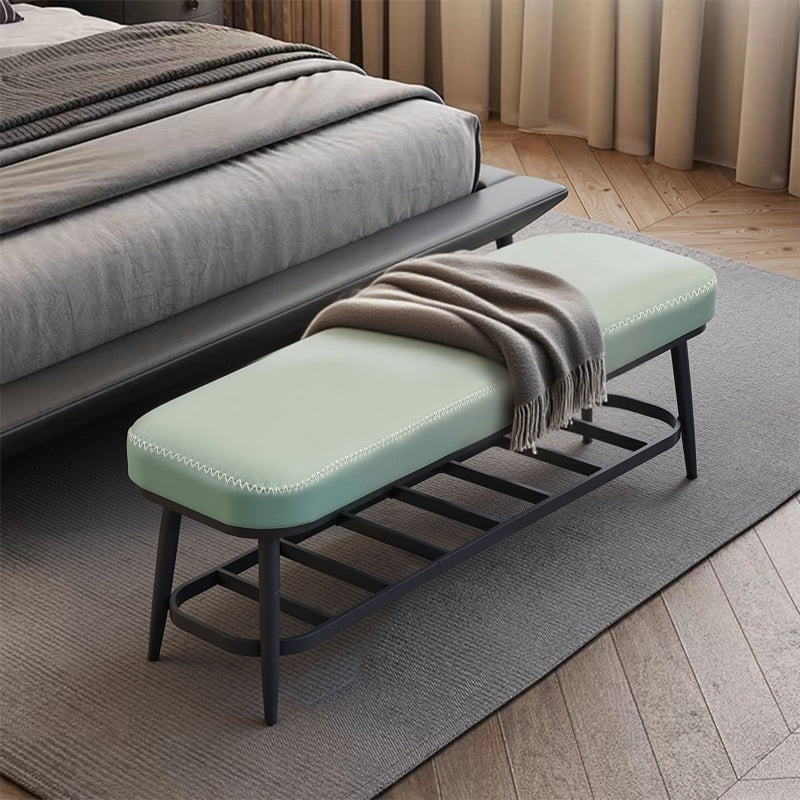 Shoe Storage Bench with Comfortable Cushion, Green PU Leather