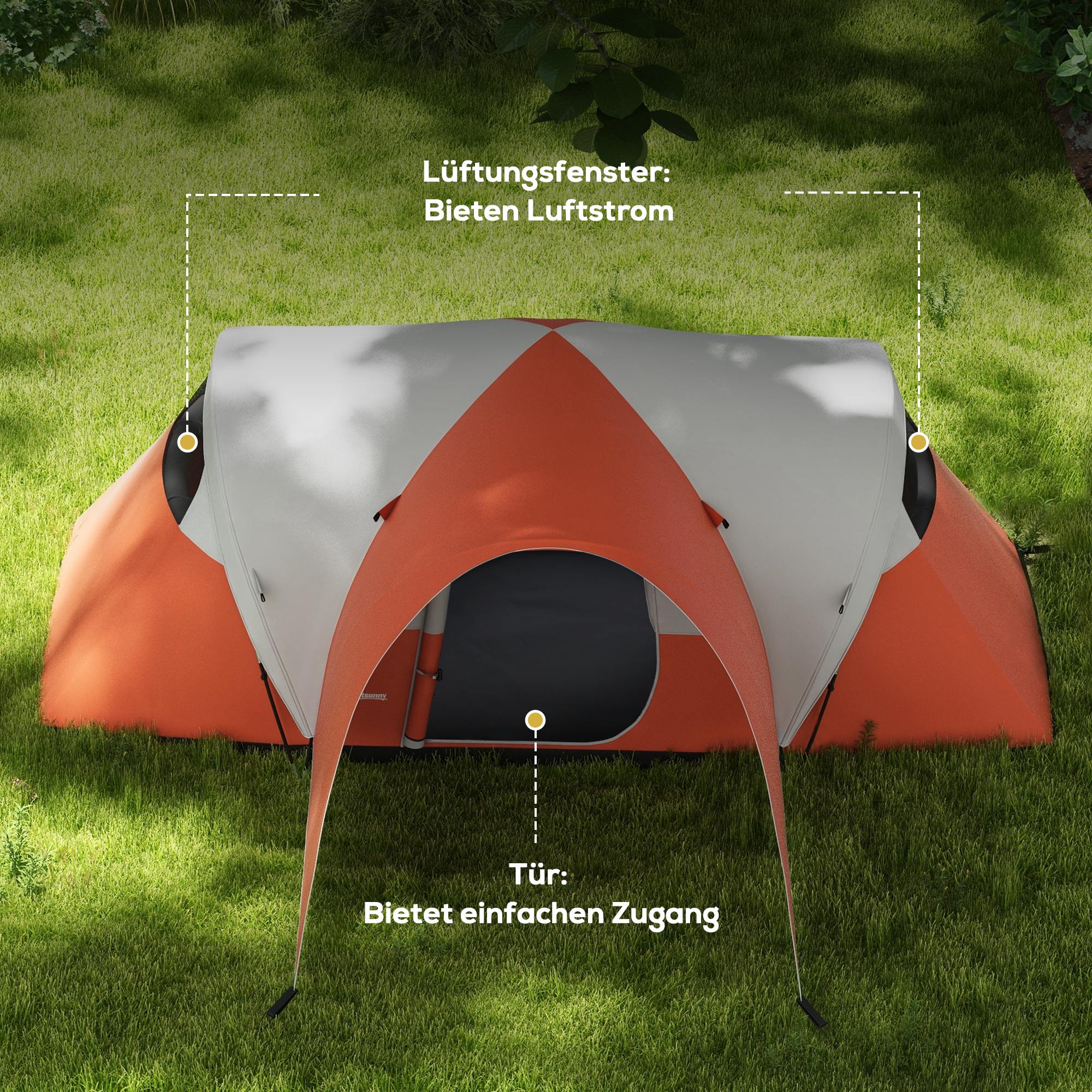 Tunnel Tent 6 Person Water-Repellent Family Tent with Window and Carrying Bag