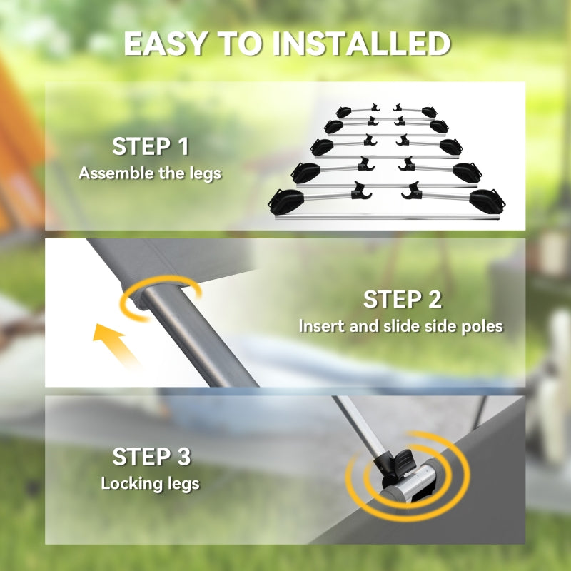 Lightweight Camping Bed Portable Camp Cot with 150kg Support, Dark Grey