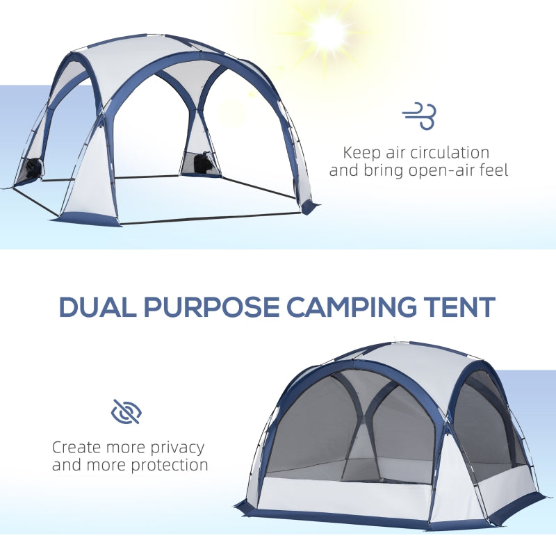 Dome Tent, 6-8 Person Camping with 4 Mesh Doors Oxford Cloth, White and Blue