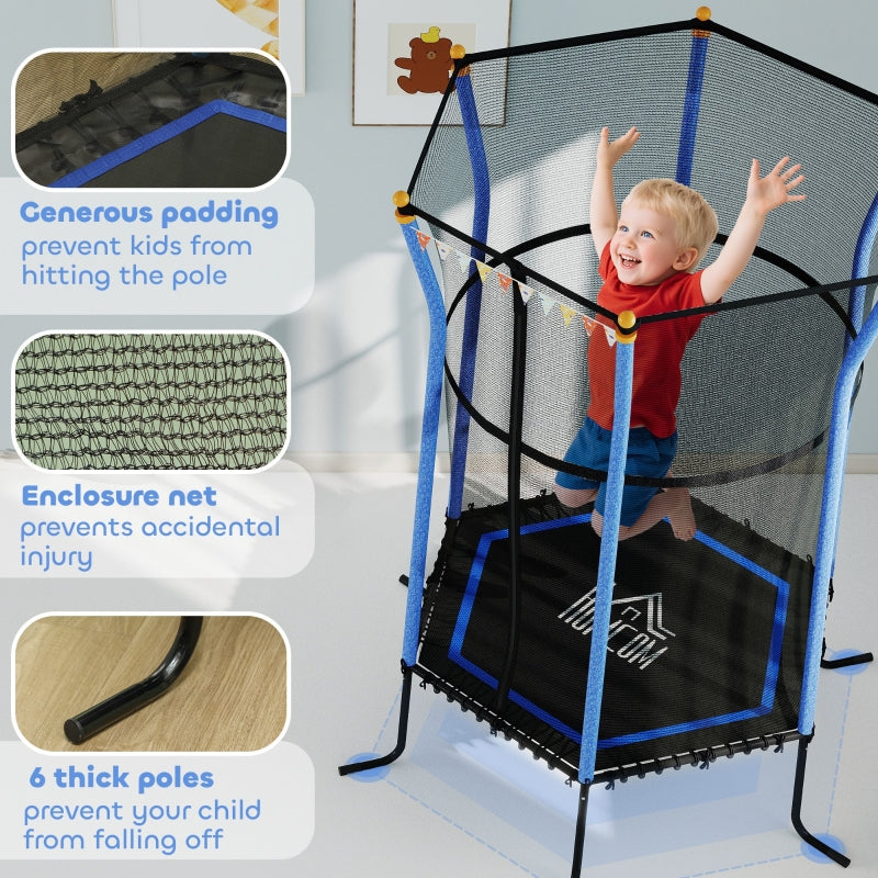 Kids Trampoline Mini Bouncer with Enclosure Safety Net - Blue