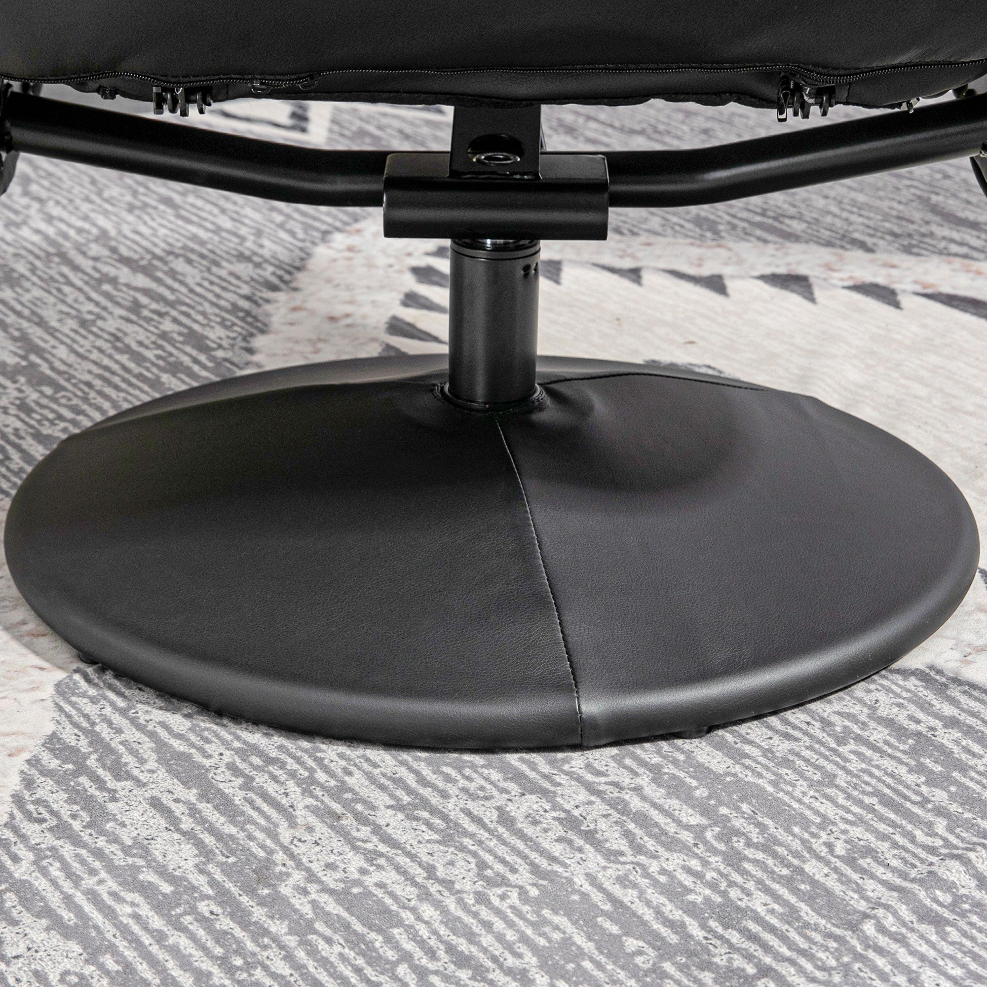 Recliner Chair with Footstool, Swivel Upholstered TV Chair, Faux Leather, Black