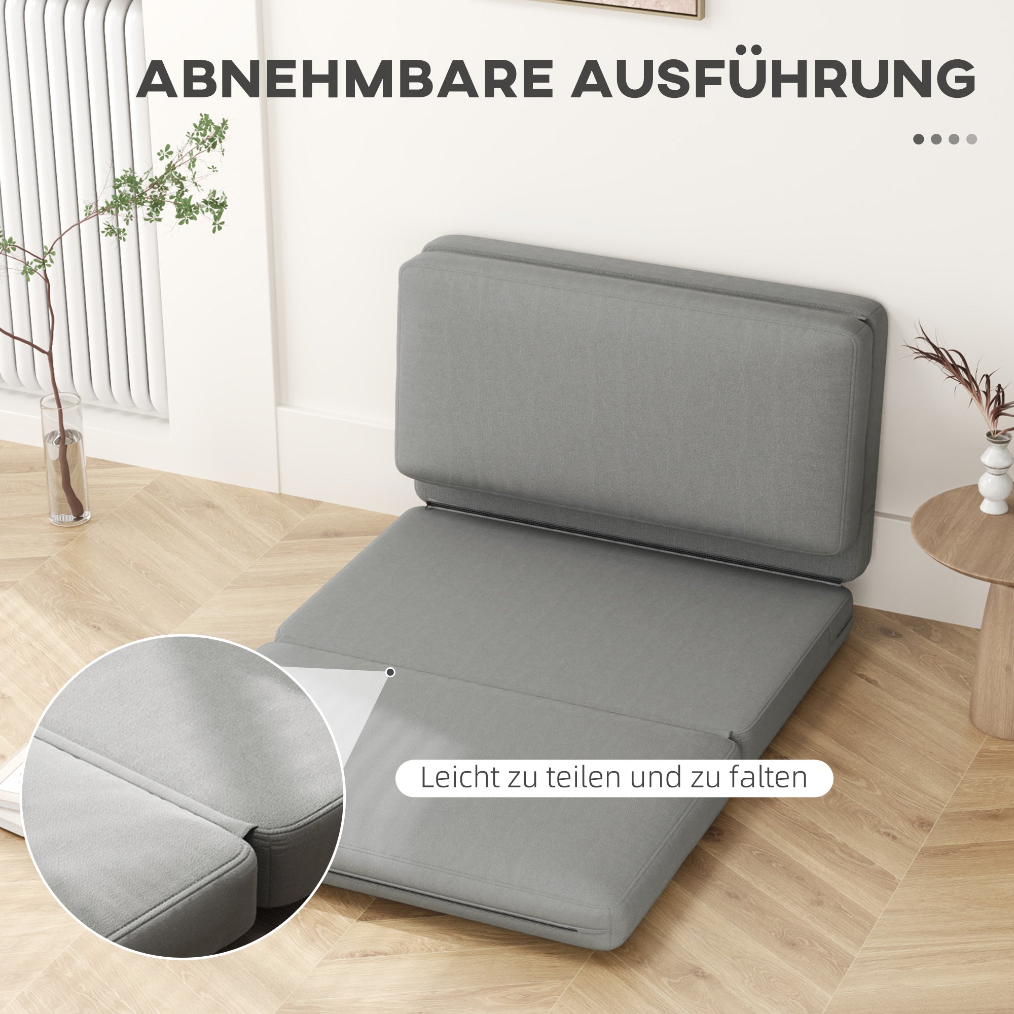3-in-1 Folding Sofa Bed with Storage, Velvet, Light Gray