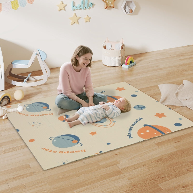 Space-Themed Baby Play Mat Double Sided Foldable Water-Resistant Multicolor