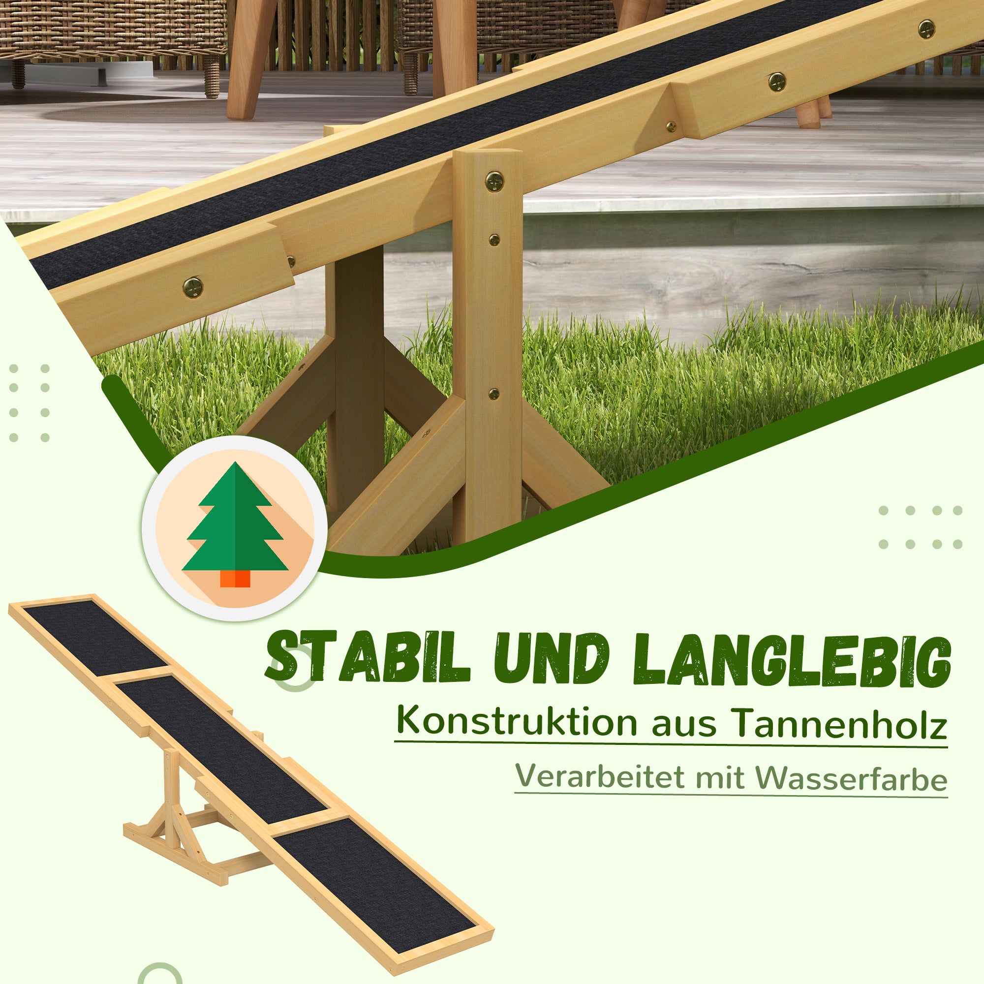 Dog Seesaw, Agility Ramp for Balance, Wood Yellow