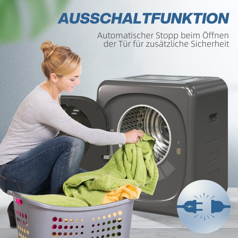 Mini Clothes Dryer, 6 Programs 4 kg 800W Exhaust, Gray