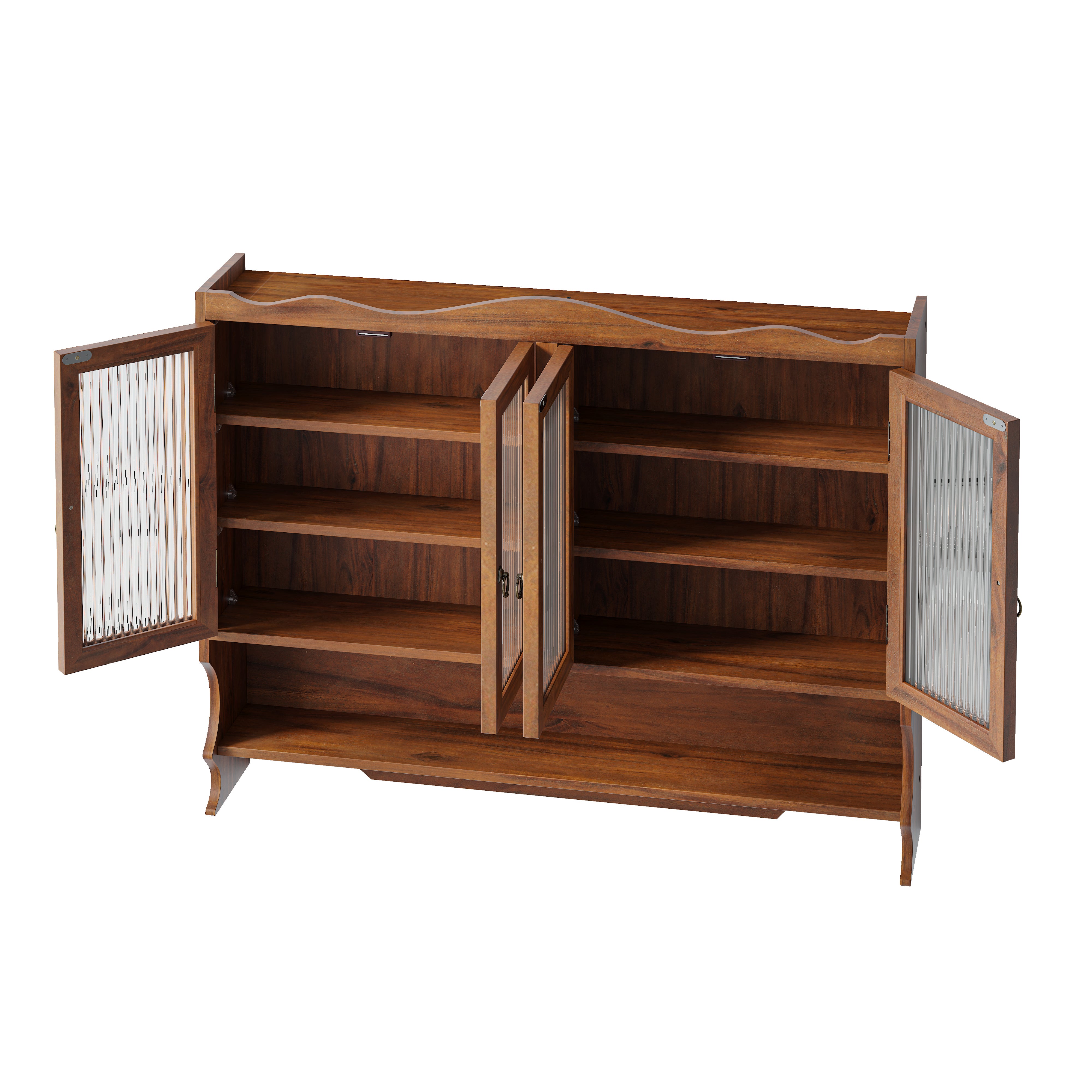 Wall-Mounted Cabinet 100CM Retro 4 Door Storage/Hook Rack Brown