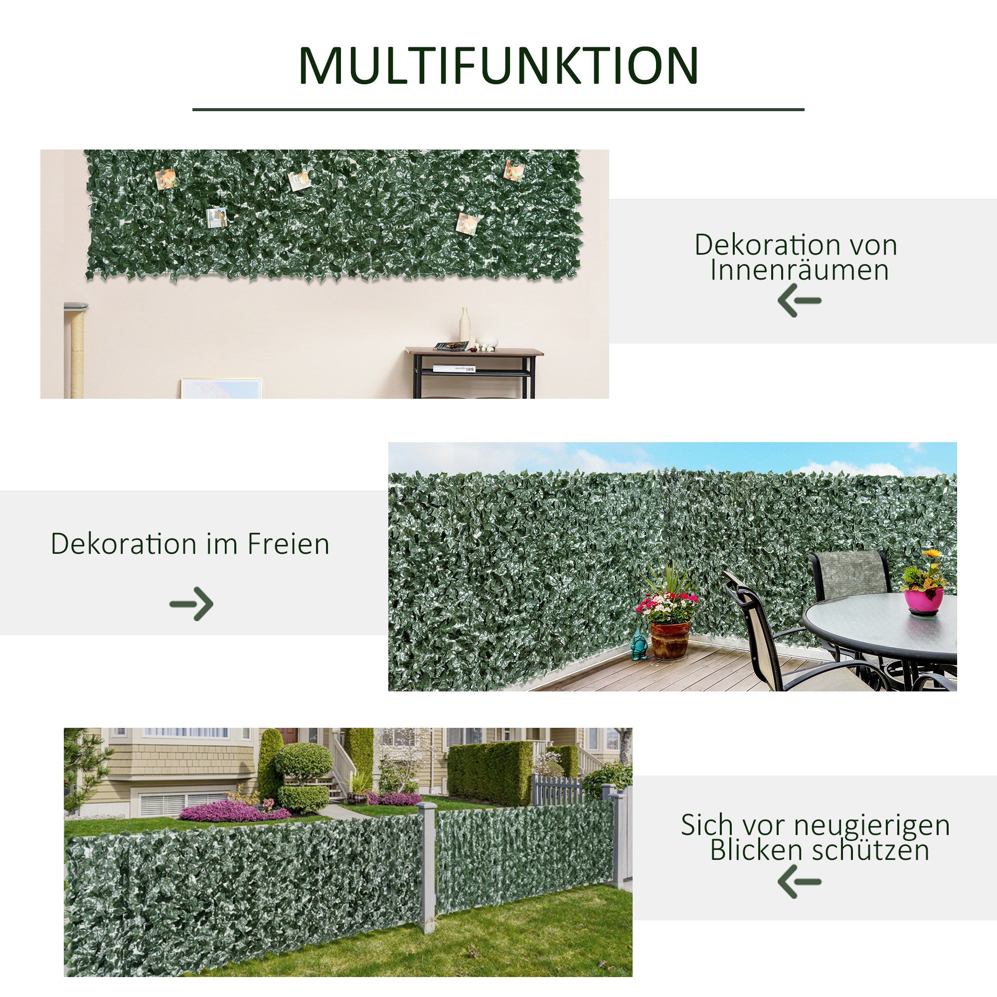 Artificial Hedge Privacy Screen 300 x 150 cm Dark Green