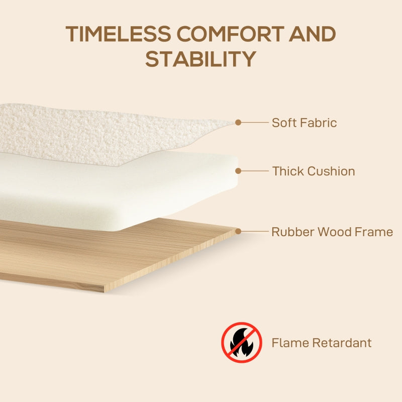 Small Sofa Settee, 2 Seater, Sherpa Fabric Cream White