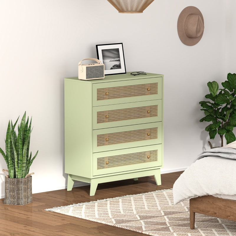 Chest of Drawers 4-Drawer Storage Unit Rattan Light Green
