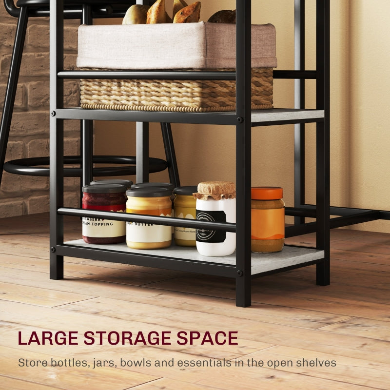 Three-Piece Dining Set with Shelves - Grey/Black