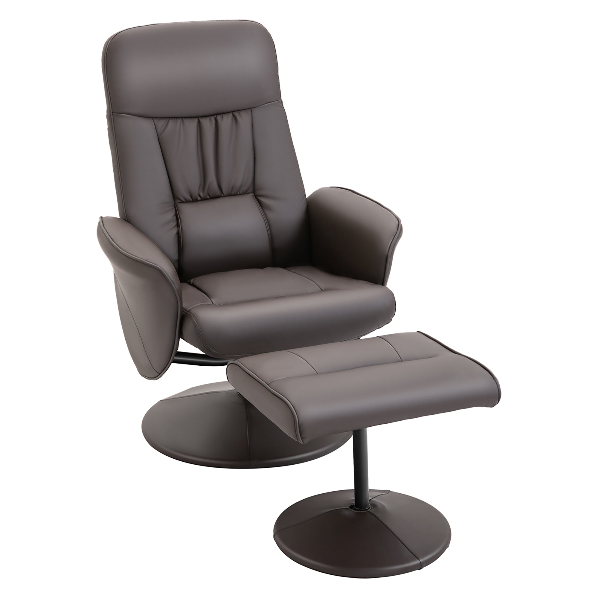 Executive Recliner Chair High Back Footstool Armchair Brown