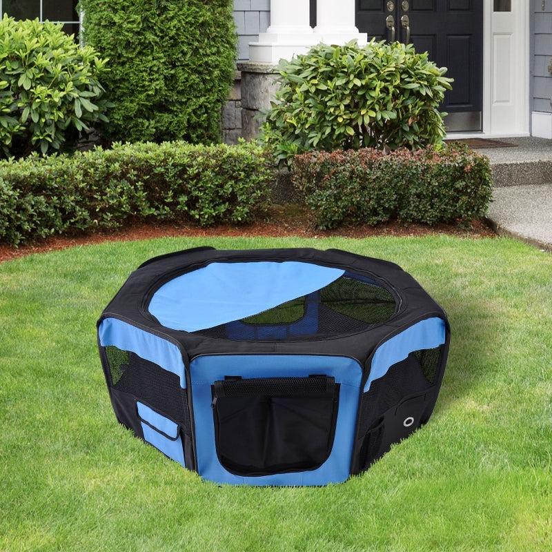 Portable Cat Dog Playpen, Pet Puppy Rabbit Guinea Pig Pen Run, Blue