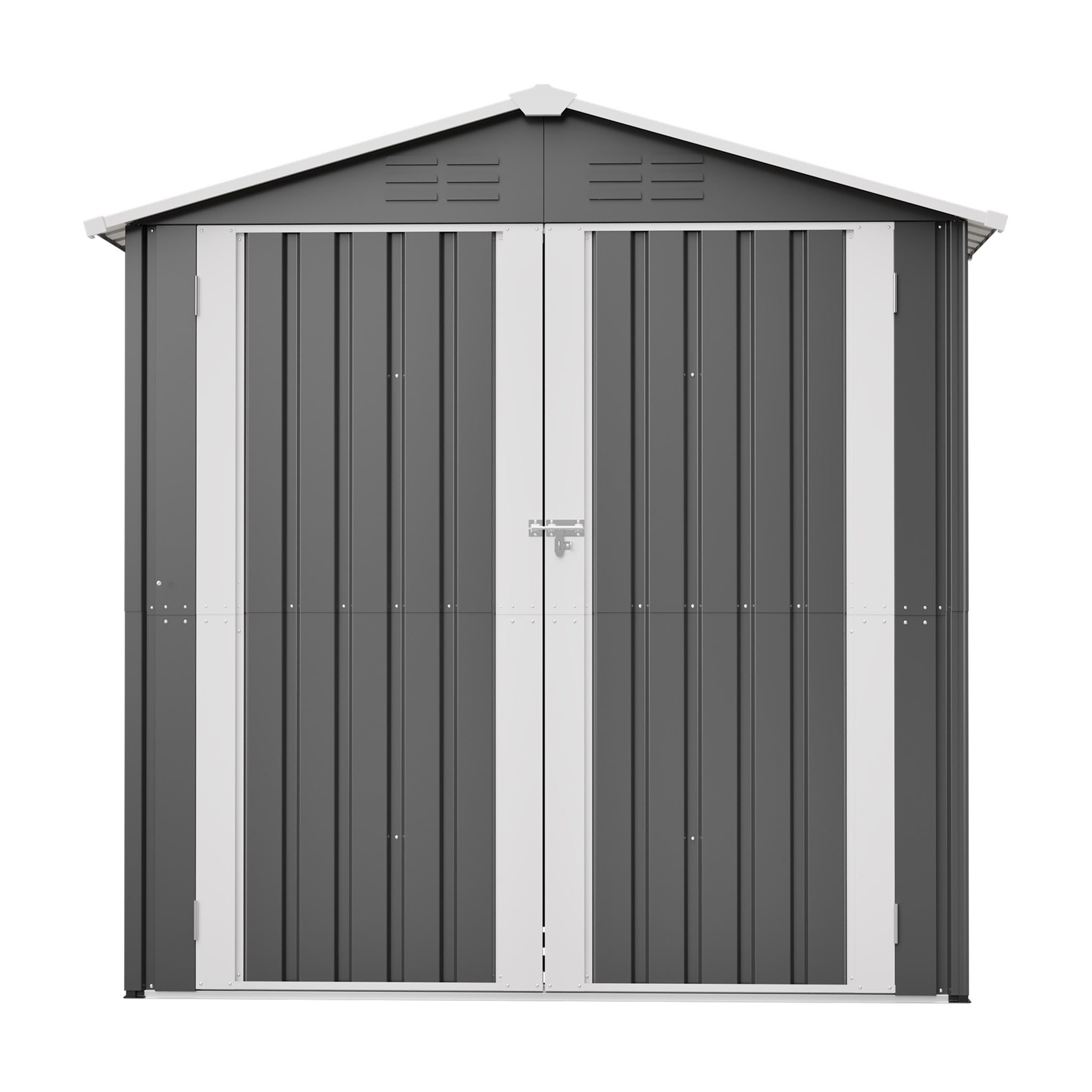 Metal Garden Shed 142x185cm, Lockable Door, Weatherproof, Grey