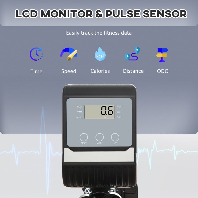 Recumbent Exercise Bike, 8-Level Magnetic Resistance, LCD Monitor, Black