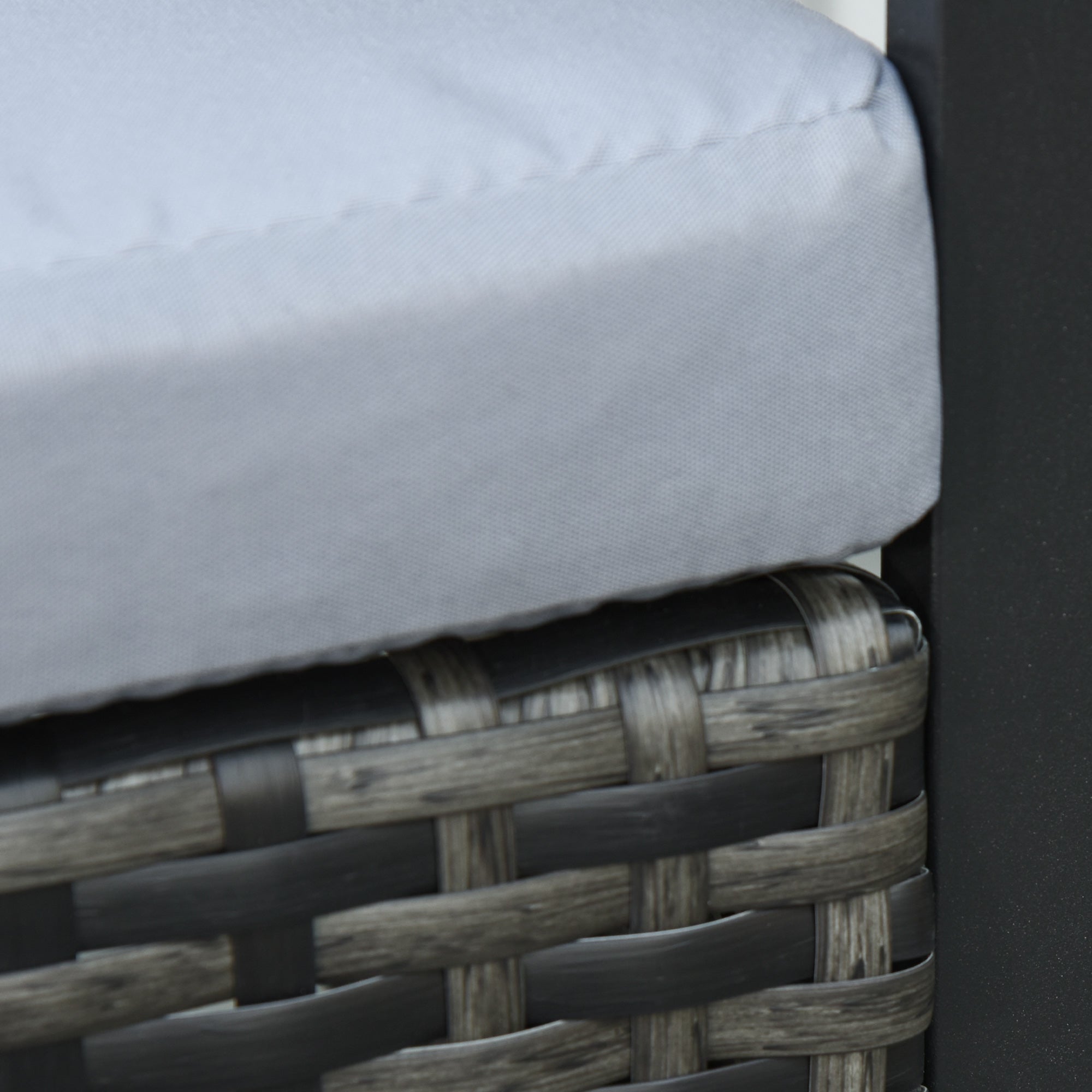 Polyrattan Balcony Set for 2 People, Weatherproof Cushions, Grey