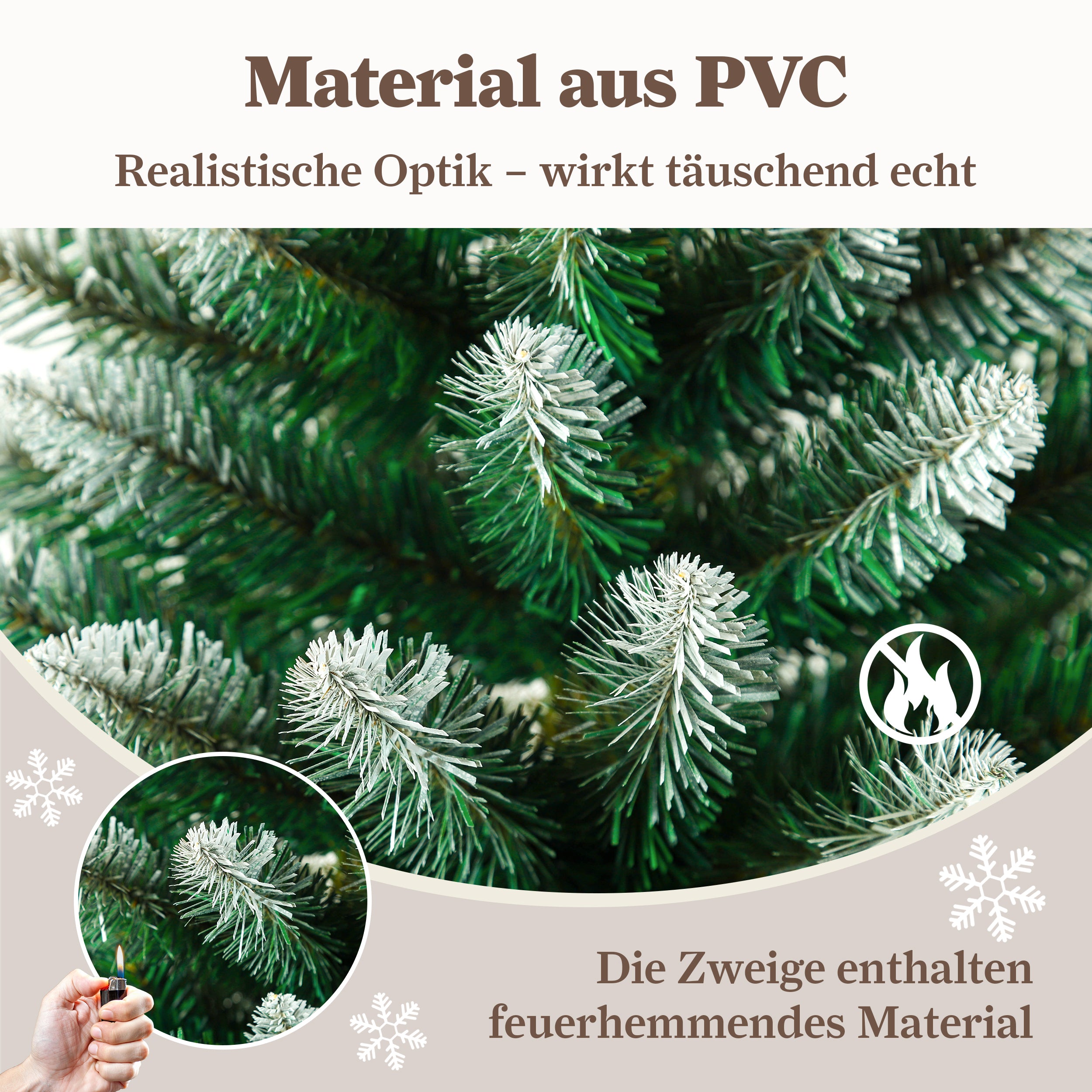 Artificial Christmas Tree, 180cm, 800 Tips, with String Lights, Natural Style