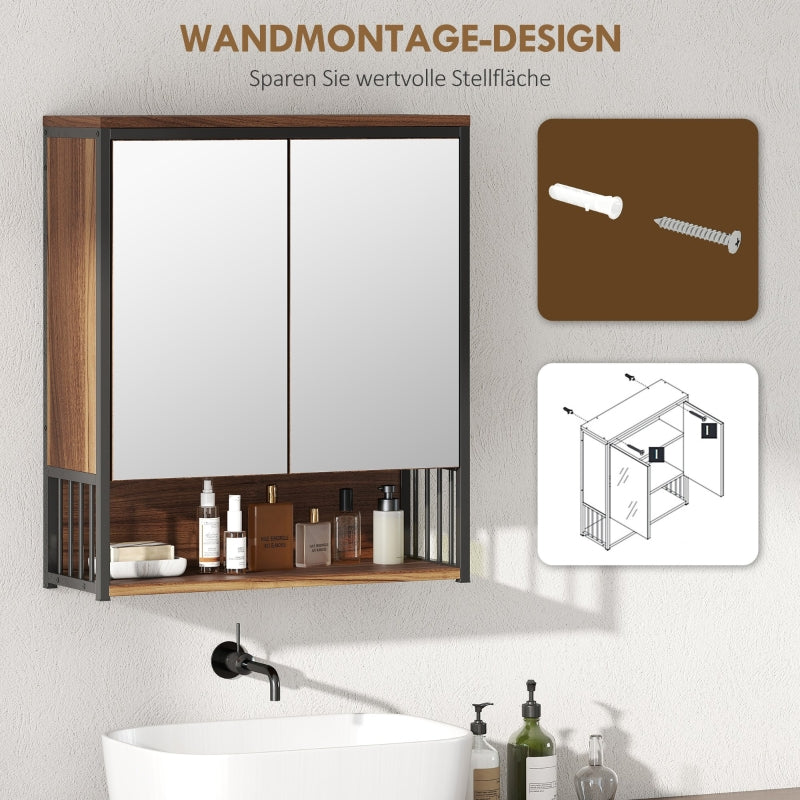Hanging Mirror Cabinet, Bathroom, MDF Chipboard, Brown